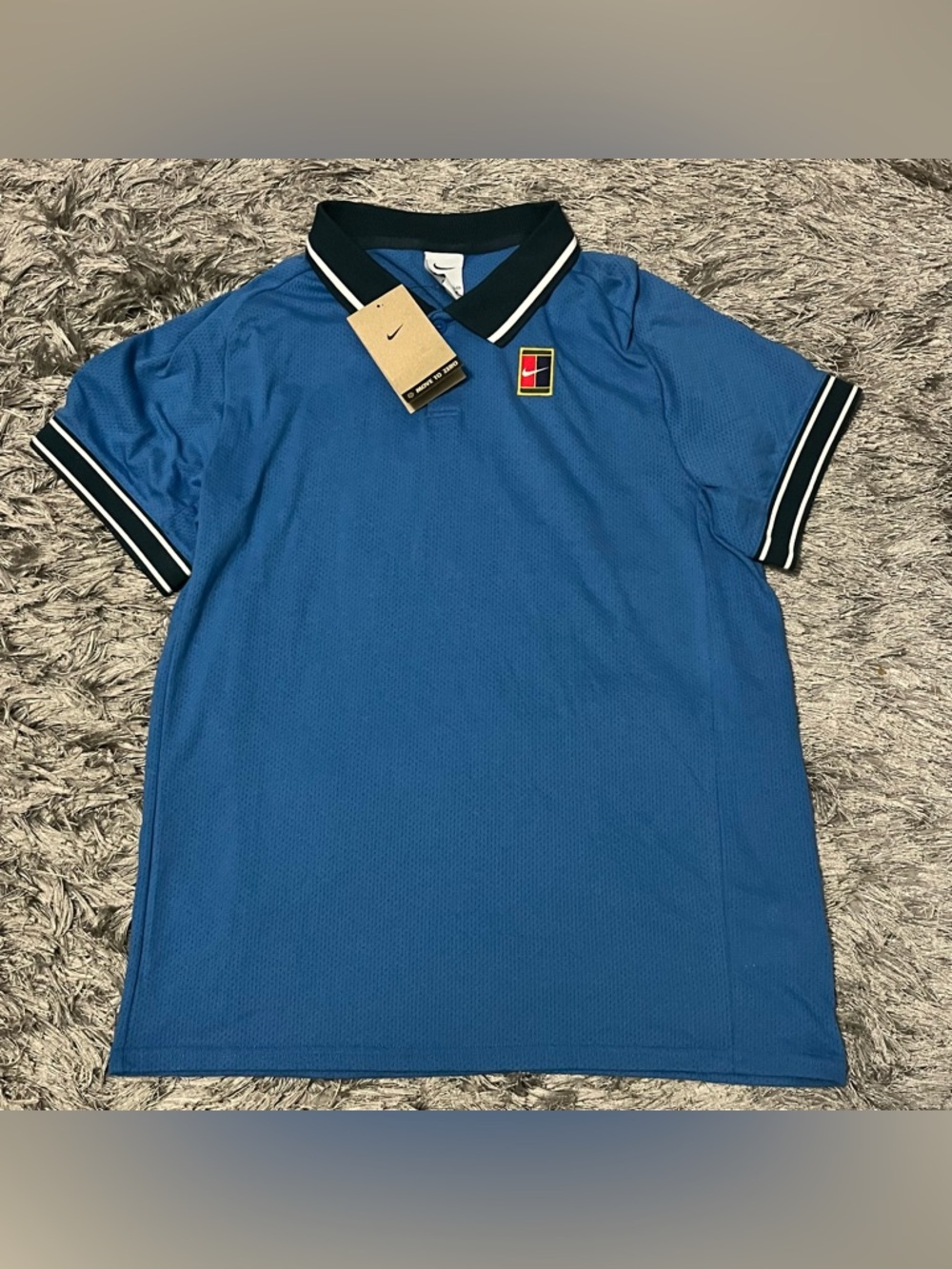 Nike Court Heritage Men's Tennis Polo Aegean Storm (FQ2101-429) Men’s Size Small